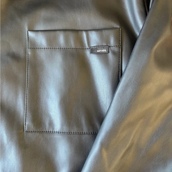 MOTHER Black Faux Leather Button-Up Blazer - Picture 3 of 7